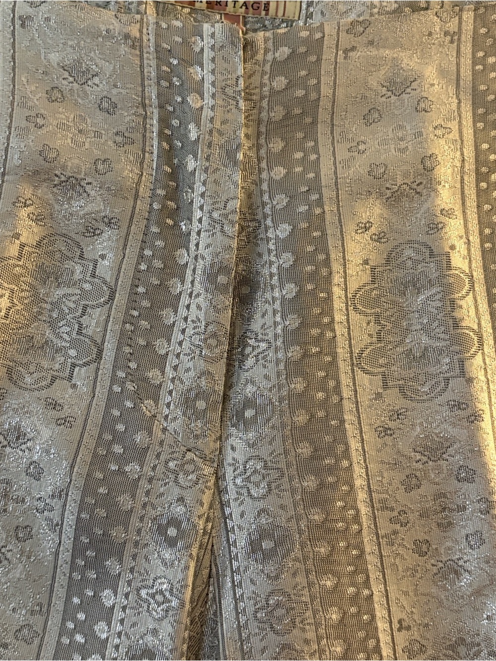 Meritage Metallic Silver Pants Boot Leg Foil Floral Snake Print Rocker 12 - Picture 5 of 7
